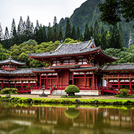 Templo chino de color rojo