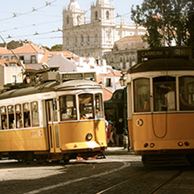 Yellow train in Portugal
