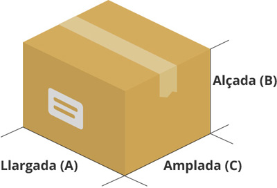 Dibuix de les mesures d'una caixa