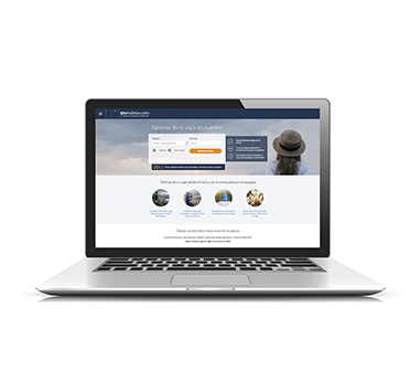 Laptop showing Sinmaletas.com website