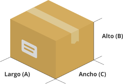 Dibujo de las medidas de una caja