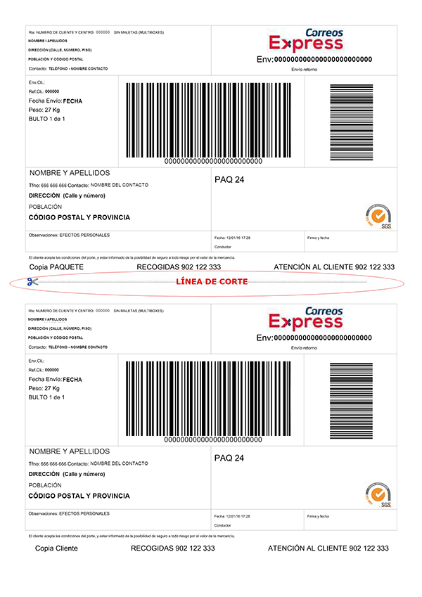 Etiqueta Correos Express